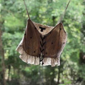 Western Striped Lace Up Crop Top